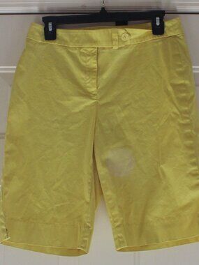 Jones New York Women’s Size 6 Stretch Cotton Bermuda Shorts Yellow
